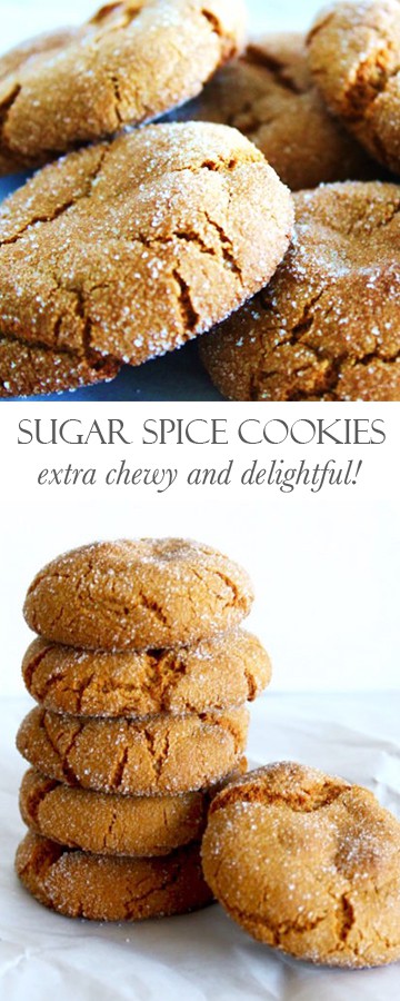 Sugar Spice Cookies: chewy ginger cookies that are perfect around the holidays! Recipe via MonPetitFour.com
