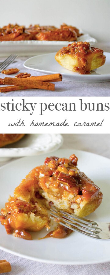 Sticky Pecan Buns with homemade caramel sauce. Recipe via MonPetitFour.com