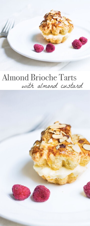 Almond Tarts made with brioche and almond custard. Recipe via MonPetitFour.com
