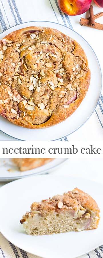 Nectarine Crumb Cake recipe via MonPetitFour.com