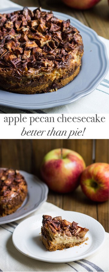 Apple Pecan Cheesecake - SO good! Recipe via MonPetitFour.com