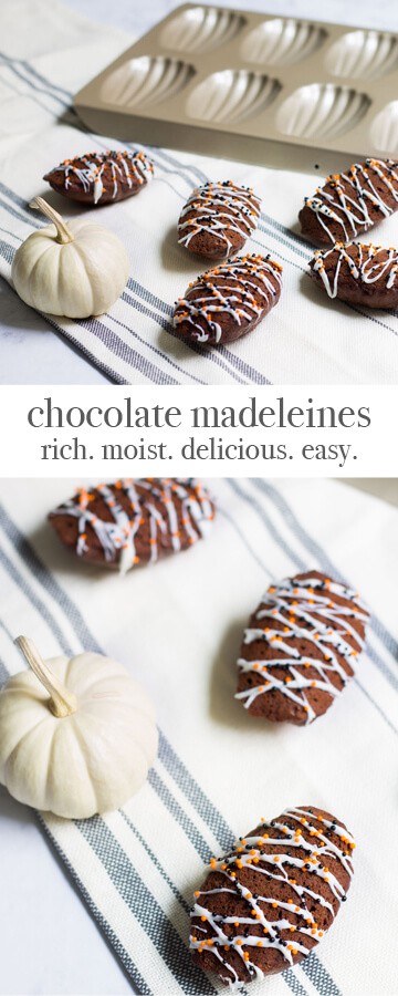 Chocolate Madeleines: Rich and moist, little chocolate cakes! Recipe via MonPetitFour.com