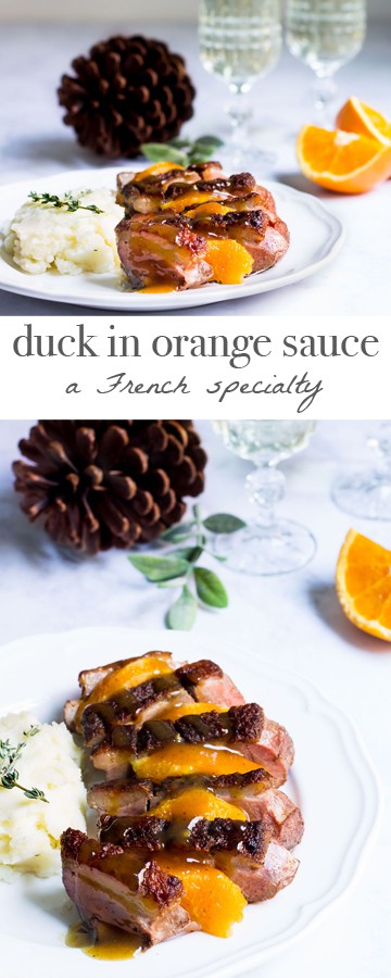 Duck with Orange Sauce, a French favorite! Recipe via MonPetitFour.com