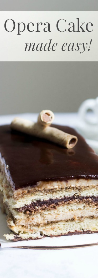 Opera Cake Made Easy! Create this beautiful and delicious coffee-flavored cake via MonPetitFour.com