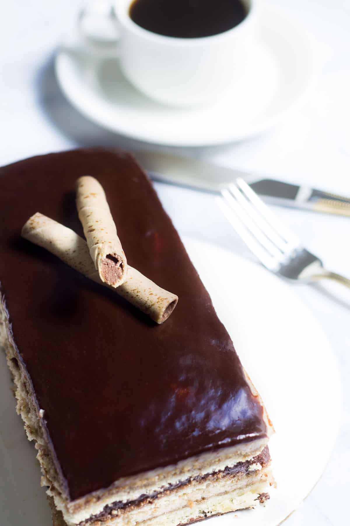 Opera Cake Made Easy! Create this beautiful and delicious coffee-flavored cake via MonPetitFour.com
