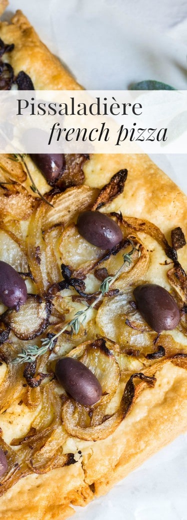 Pissaladiere: French-style pizza from Nice made with anchovies, onion, and olives! Recipe via MonPetitFour.com