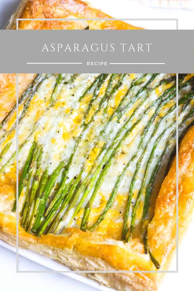 Asparagus Tart: a quick and simple appetizer or lunch using puff pastry, fresh asparagus, and cheese. Recipe via MonPetitFour.com