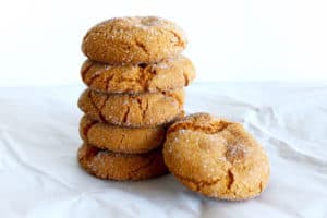 Soft Molasses Cookies stacked on top of each other