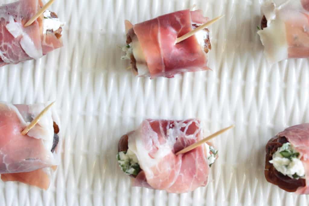 cheese stuffed dates with prosciutto
