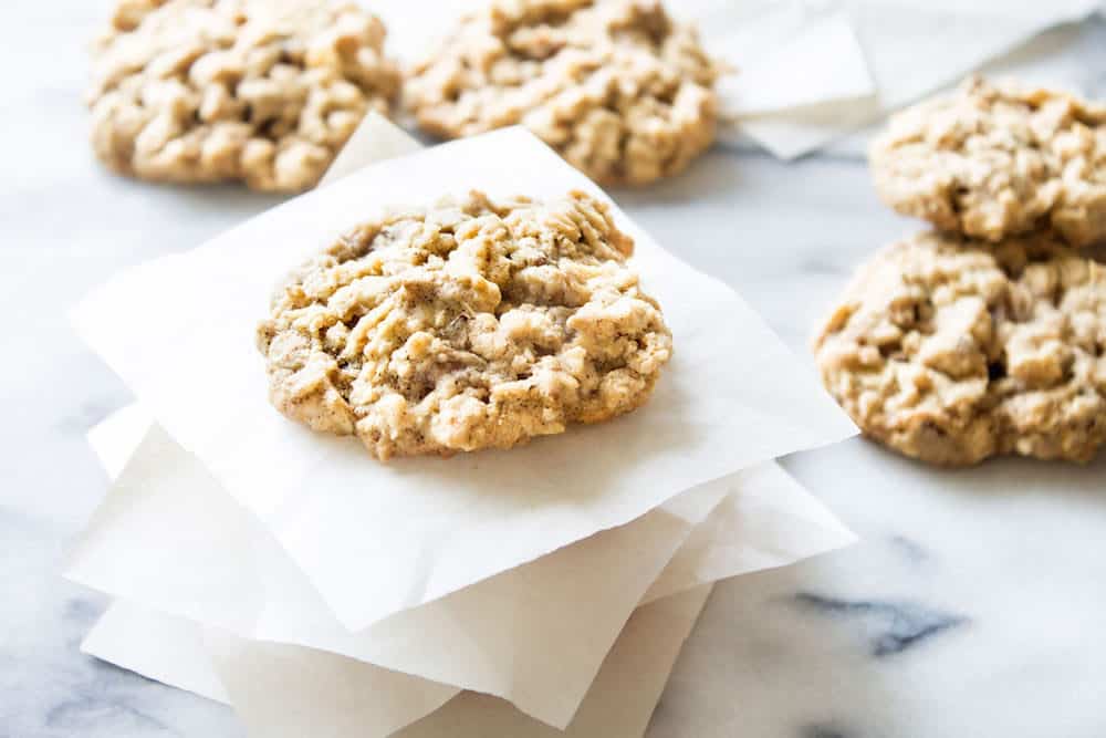 view of the top of an oatmeal cookie