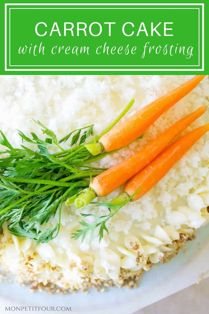 Best Carrot Cake Recipe with Cream Cheese Frosting. Simple and easy! Recipe via MonPetitFour.com