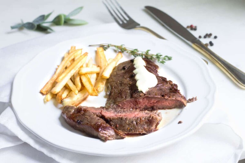 Steak Frites with Aioli Sauce (Steak au Poivre) Mon Petit Four®