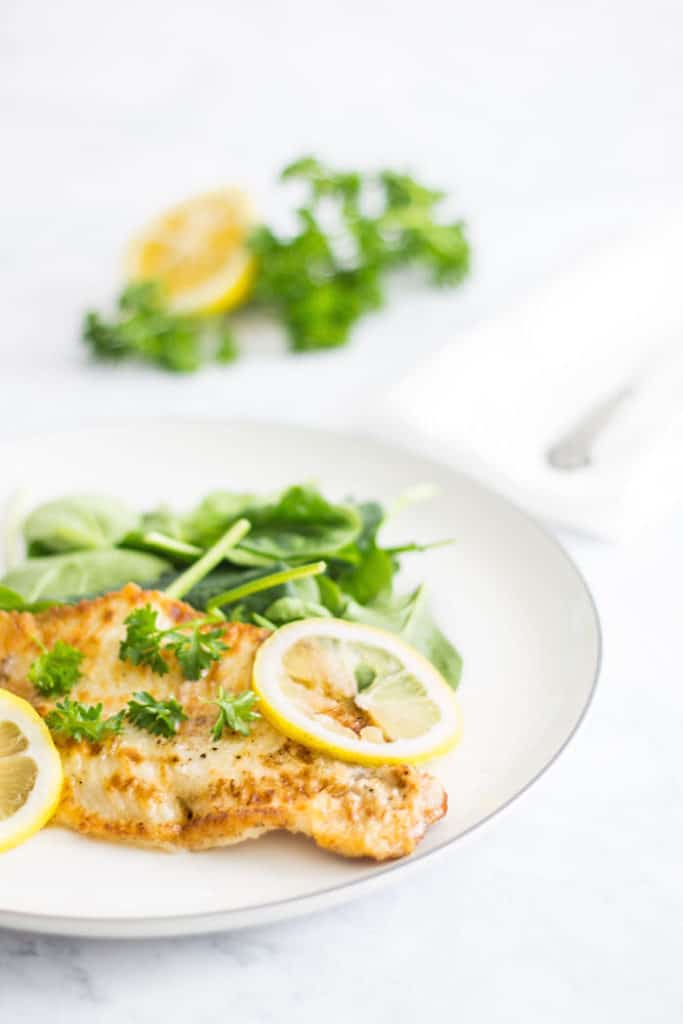 Sole Meunière: Fish pan-fried in a lemon-butter sauce. 10 minute meal! Recipe via MonPetitFour.com