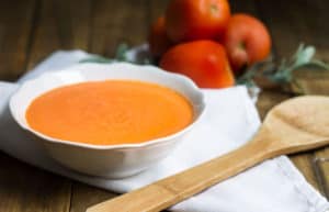 Tomato Soup: rich and creamy, made in a cinch! Recipe via MonPetitFour.com