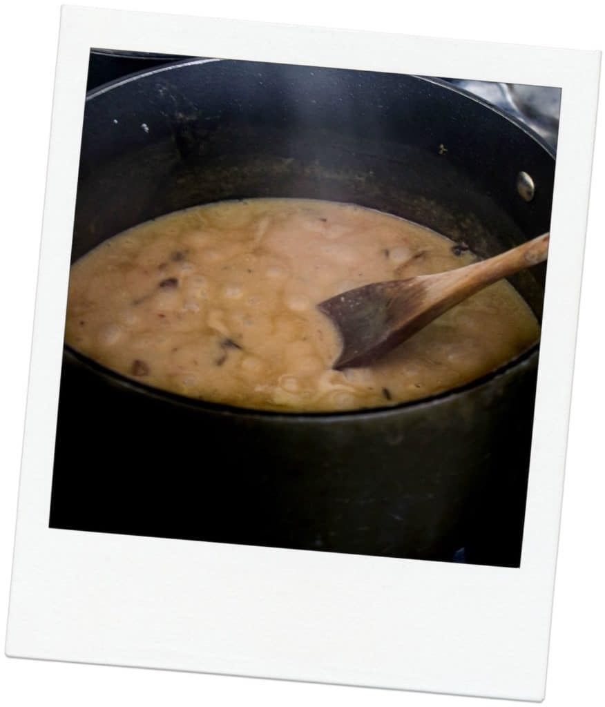 Chicken Fricassee: a one-pot chicken dinner made with mushrooms, tarragon, and a cream sauce. Easy weeknight dinner! Recipe via MonPetitFour.com