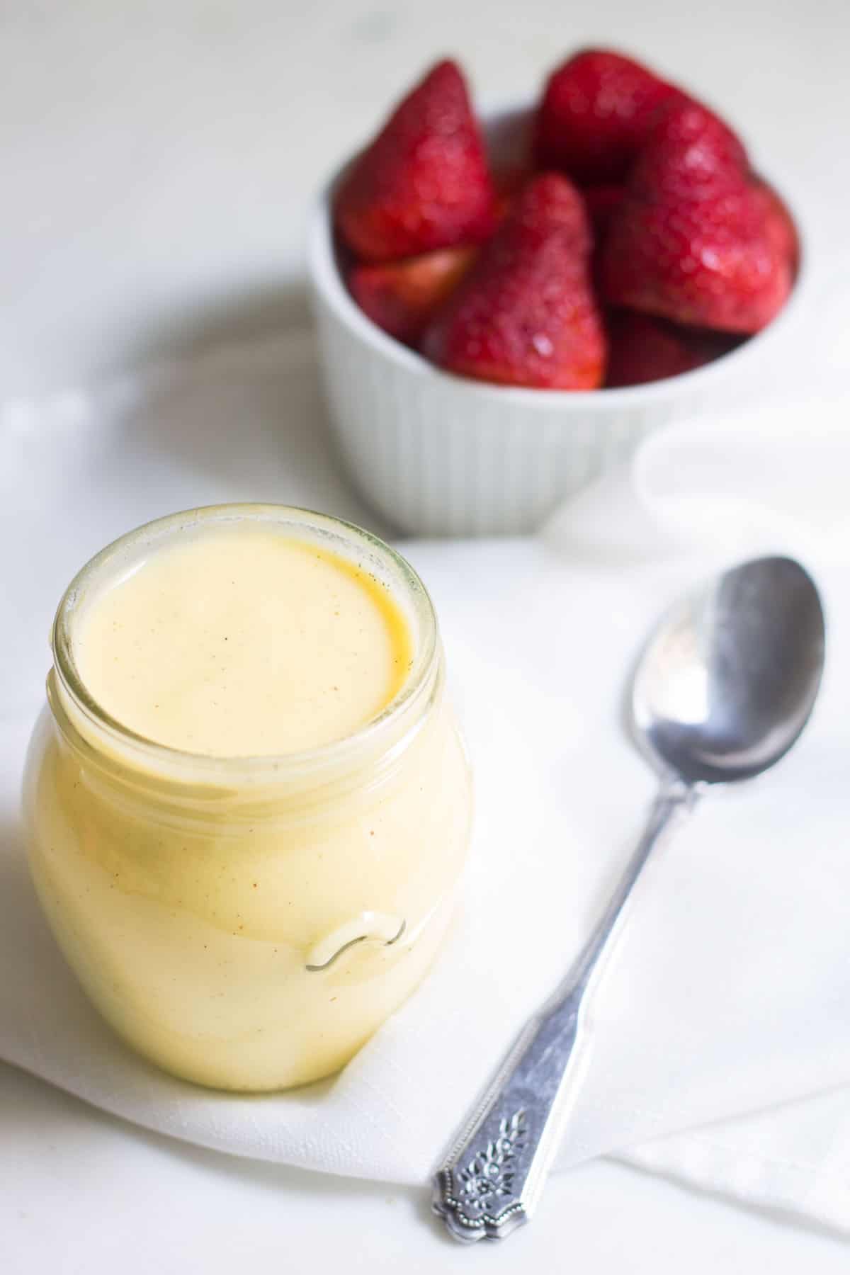 Crème anglaise: a French custard often served as a dessert sauce for cakes and pastries. Recipe via MonPetitFour.com