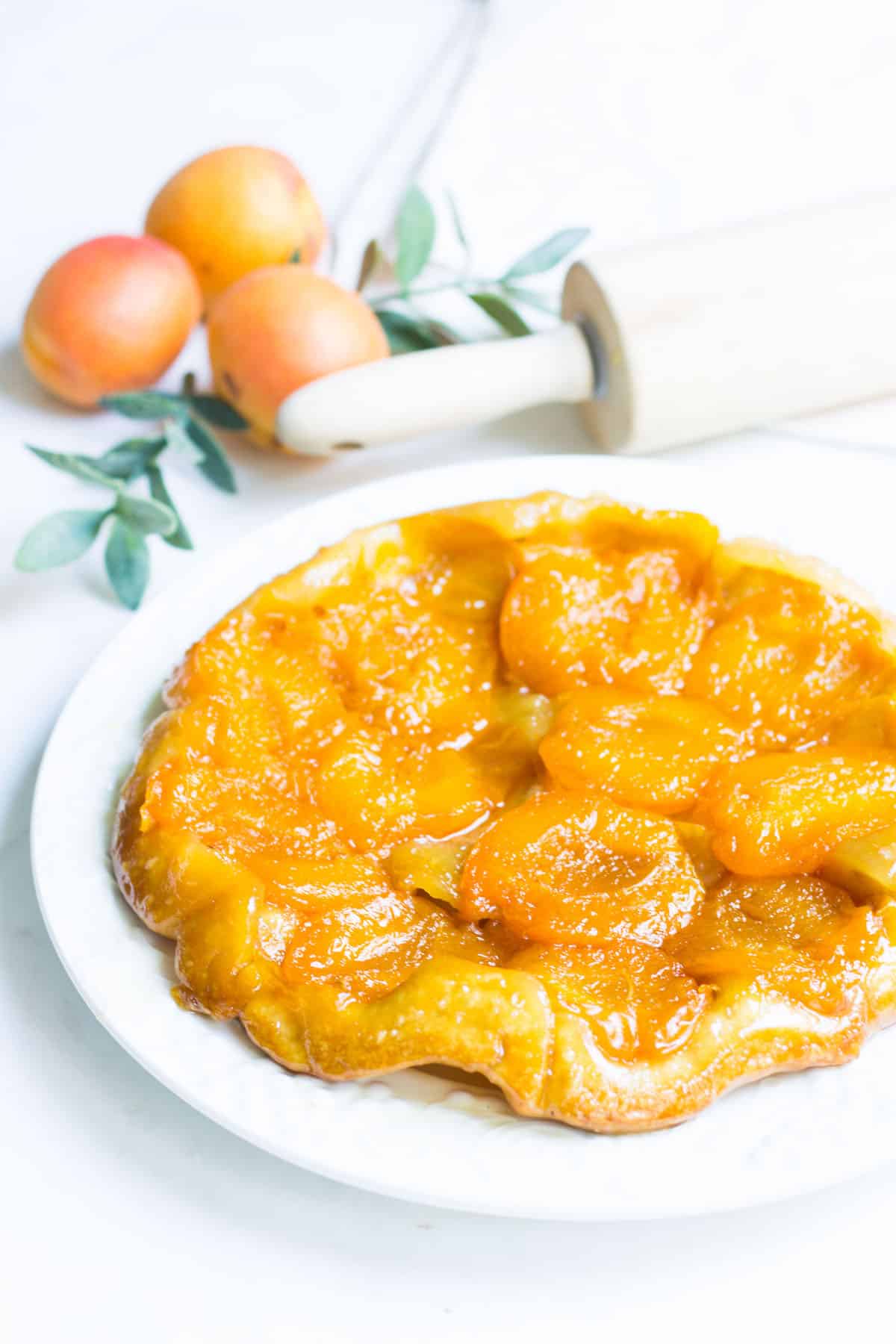 Apricot Tarte Tatin: an upside down French tart made with pastry and caramelized apricots. Recipe via MonPetitFour.com