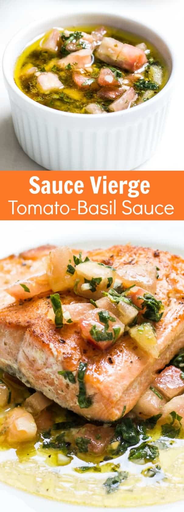 Sauce Vierge: a tomato-basil sauce perfect for seafood or using as a topping for bruschetta. Recipe via MonPetitFour.com