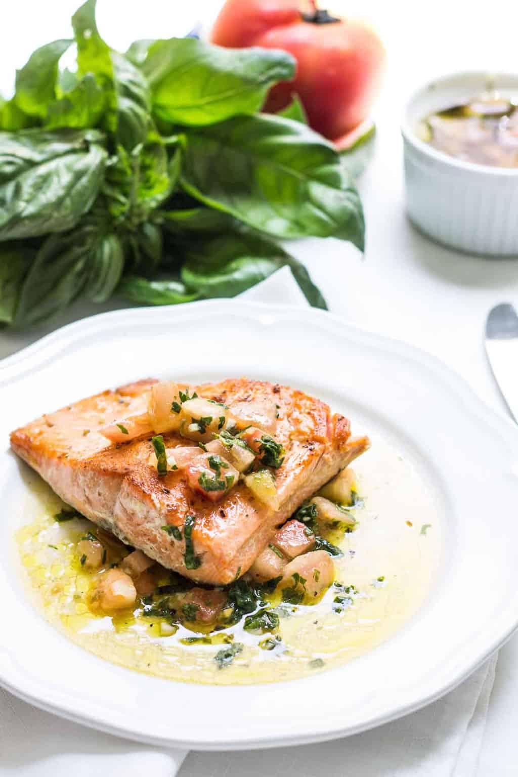 Sauce Vierge: a tomato-basil sauce perfect for seafood or using as a topping for bruschetta. Recipe via MonPetitFour.com