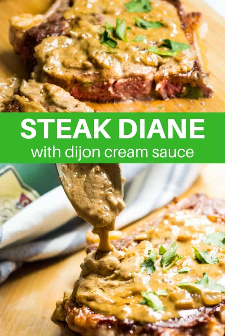 Steak Diane: A French twist on steak cooked with a dijon cream sauce and a little flambé action. Recipe via MonPetitFour.com