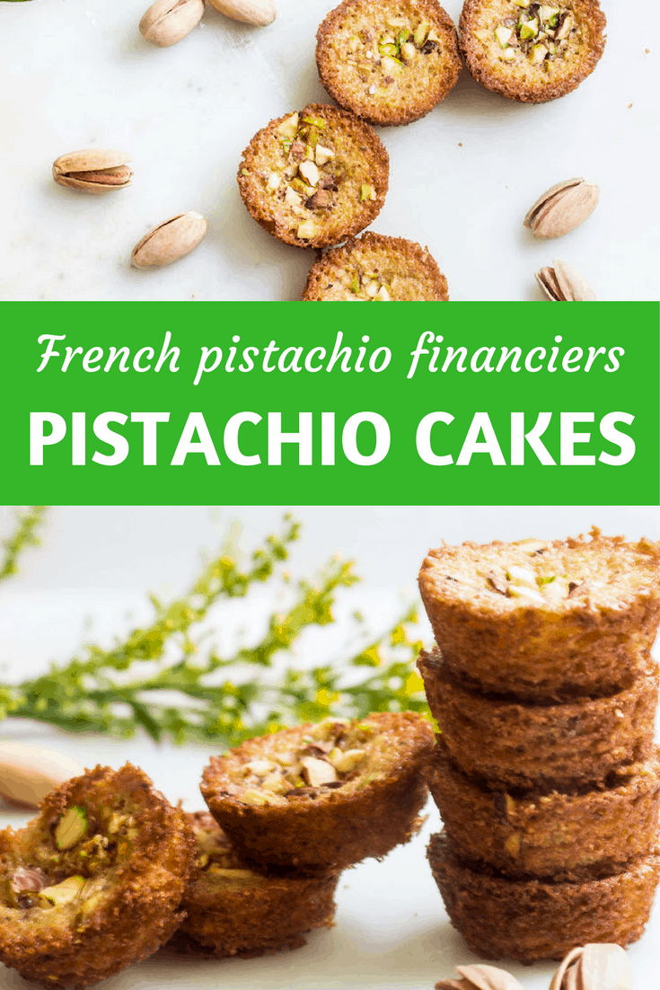 Pistachio Financiers: little almond French cakes flavored with pistachios and brown butter. Recipe via MonPetitFour.com
