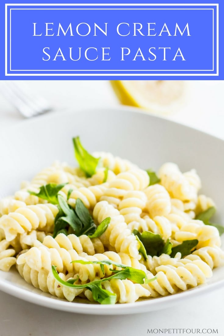 Lemon Cream Sauce Pasta: a comforting winter meal that embraces citrus season! Cozy yet fresh and lighter than some other pastas. Recipe via MonPetitFour.com