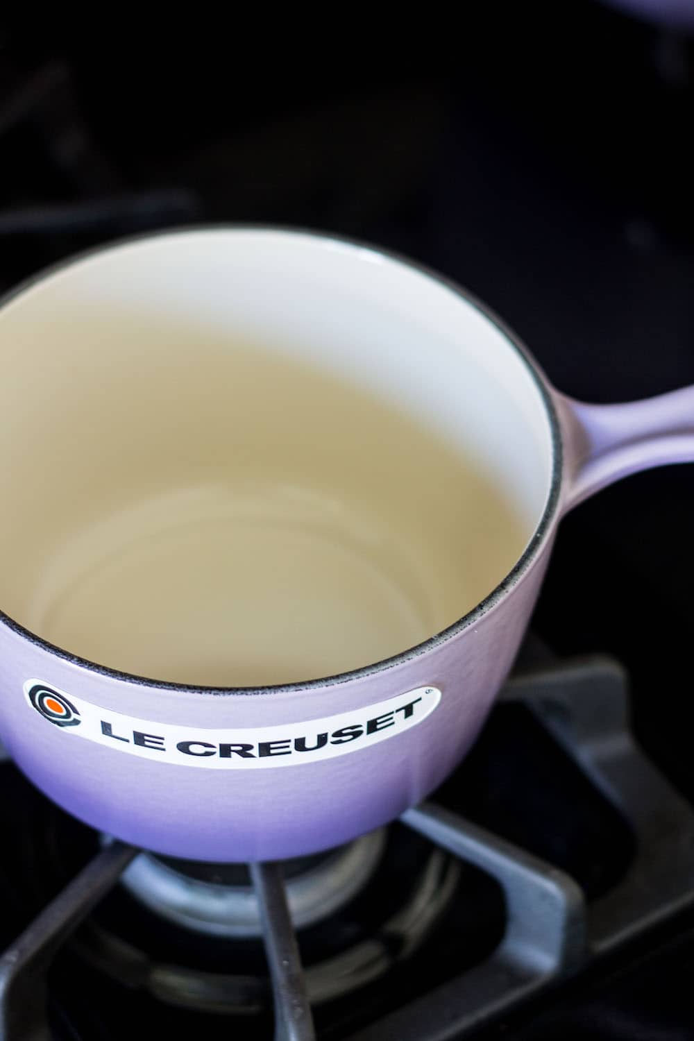 Le Creuset Provence signature saucepan inside of pan