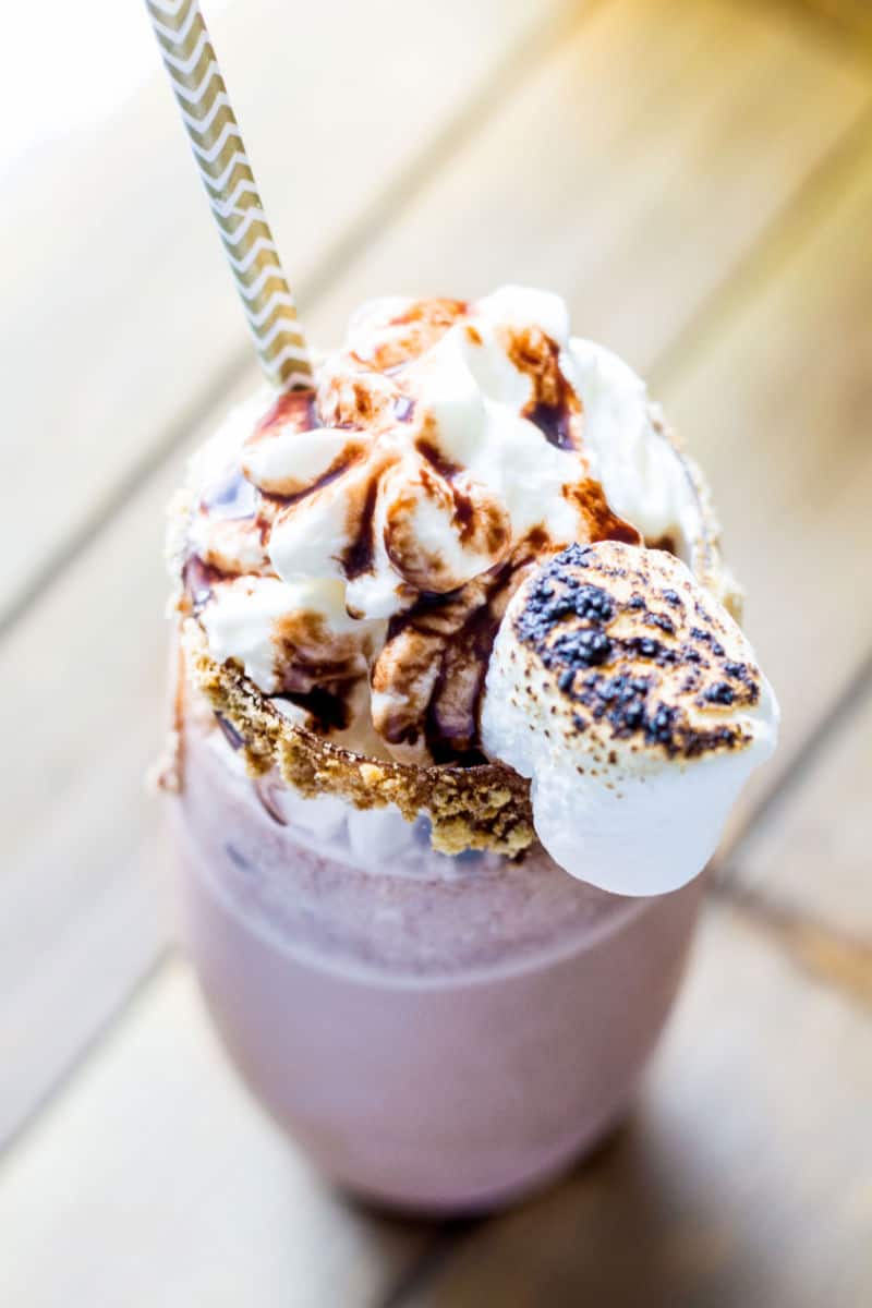 s'mores milkshake close-up view of topping