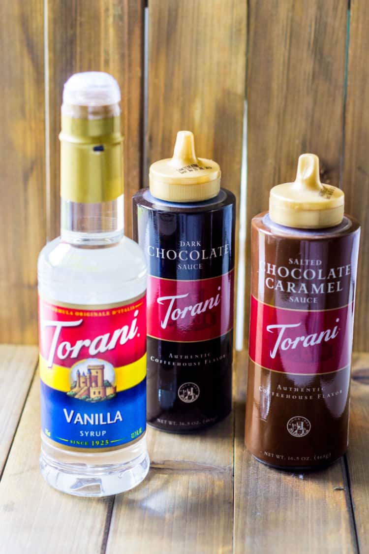 Torani Vanilla Syrup, Torani Salted Caramel Chocolate Sauce, Dark Chocolate Sauce