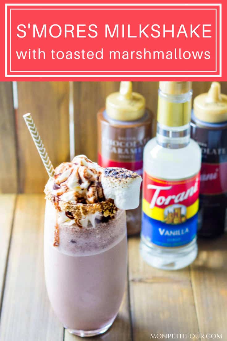 S'mores Milkshake Recipe with toasted marshmallows via MonPetitFour.com #ToraniEndlessSummer #ad