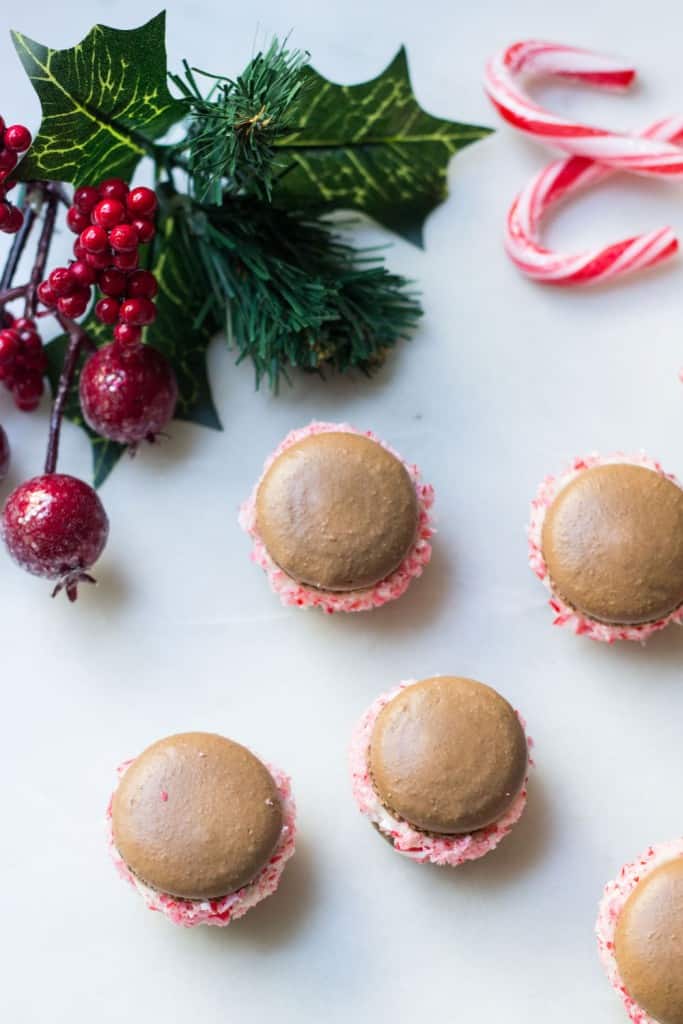 top of chocolate macarons