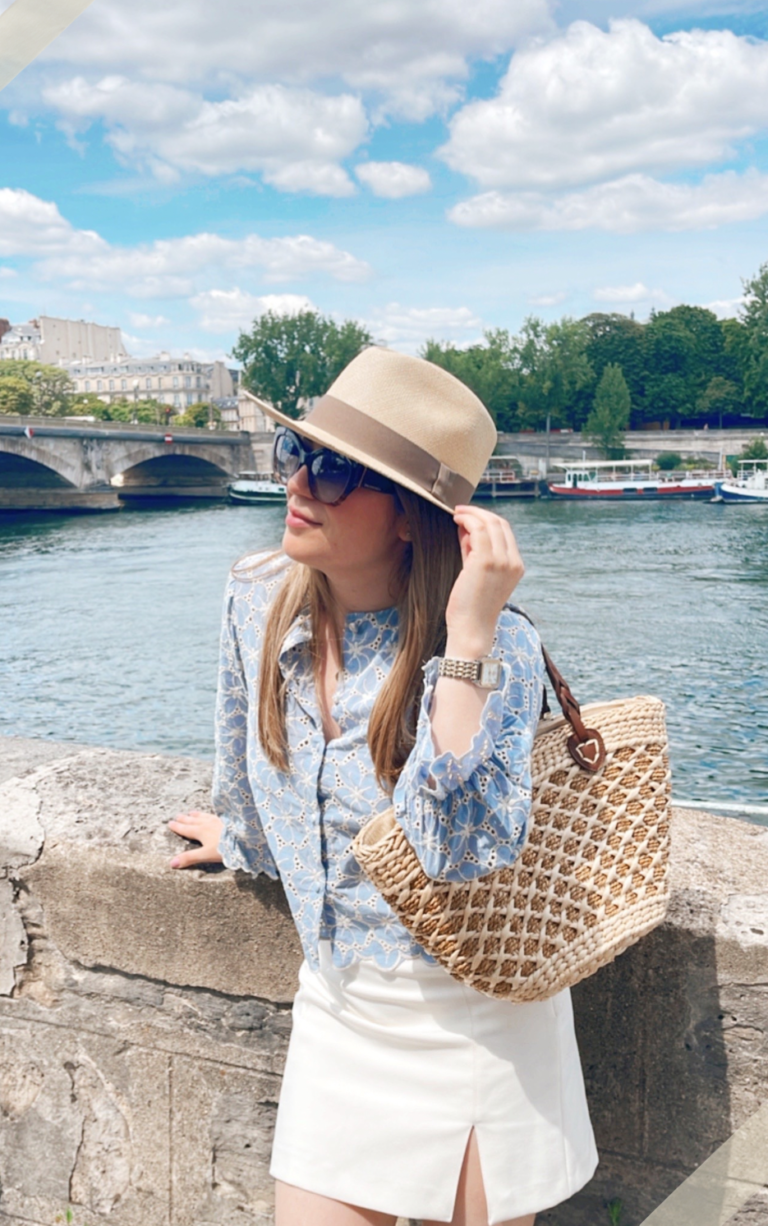 straw handbag worn by beeta image