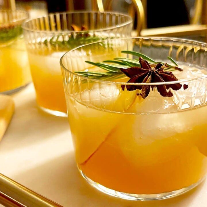 spiced apple cider cocktail recipe in a glass