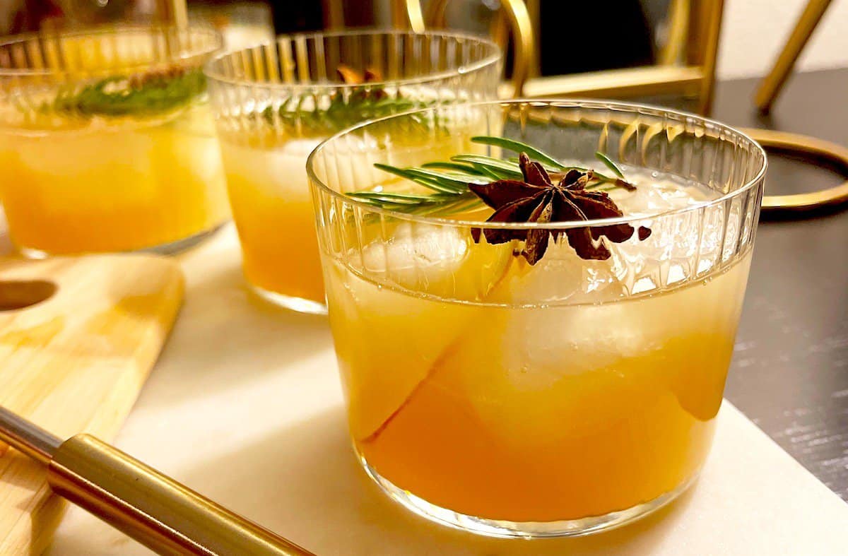 spiced apple cider cocktail recipe in a glass
