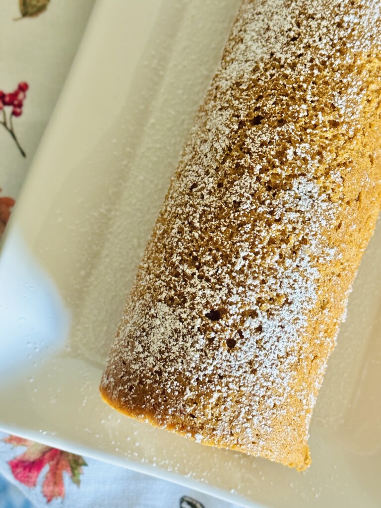 pumpkin roulade recipe overhead shot