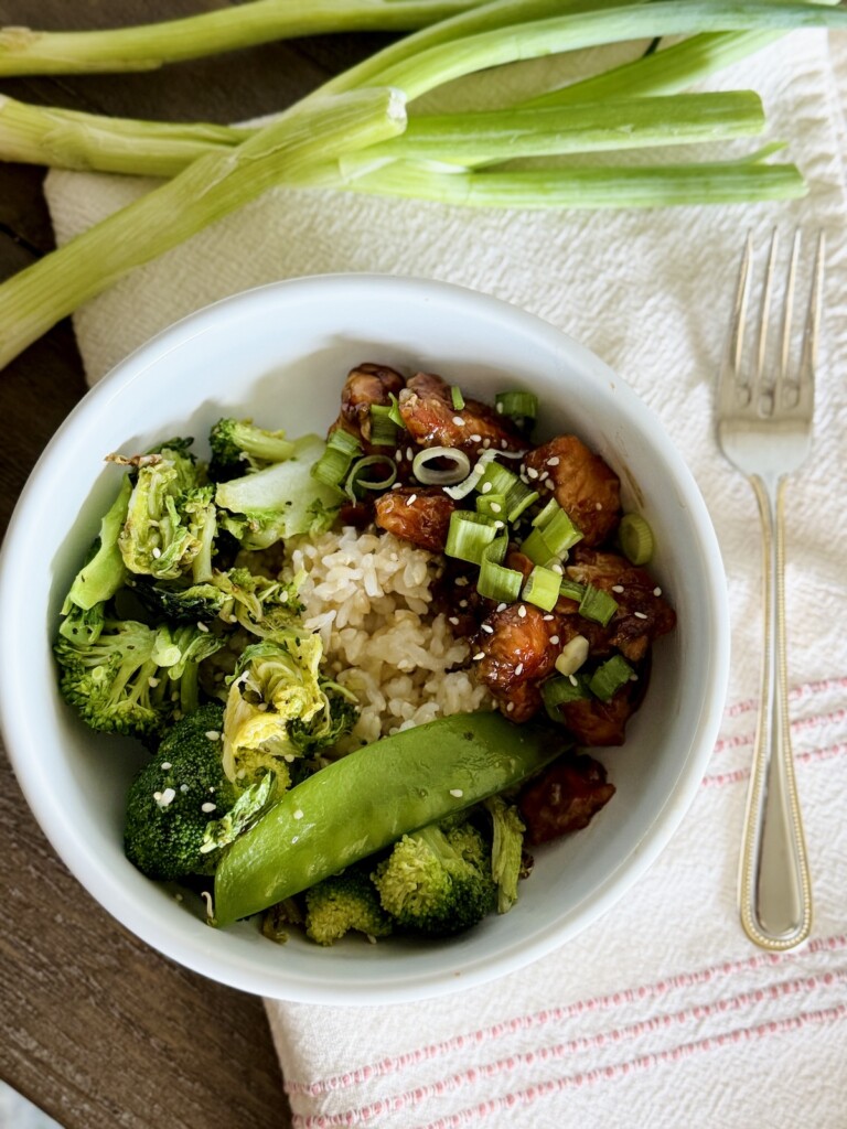 salmon bowl recipe view from overhead