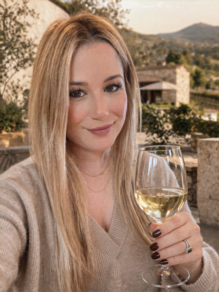 about image - beeta with a glass of wine