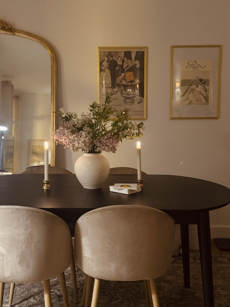 parisian apartment in the evening