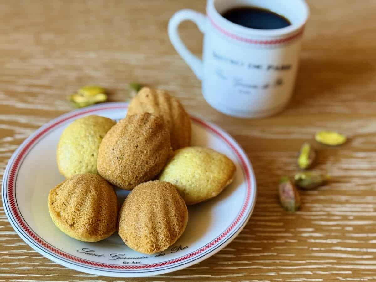 mini pistachio madeleines on a plate